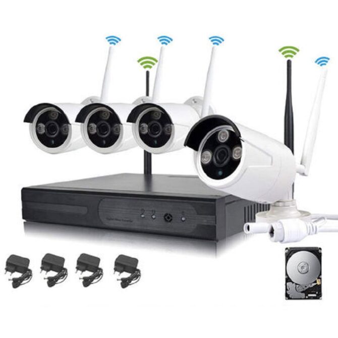 Kit Videosorveglianza Wireless NVR 4 Canali con 4 Telecamere