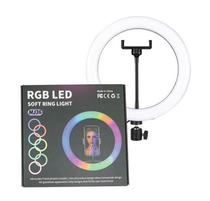 Luce ad anello morbida a LED RGB, luce ad anello flash RGB (con treppiede piccolo) 33 cm