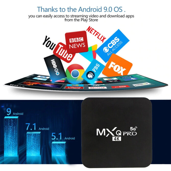 MXQ Pro 4K 2.4G/5GHz Wifi Android 9.0 Quad Core Smart TV Box Media Player 1G 8G /64G Set Top Box