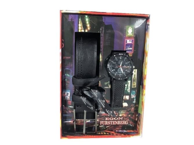 Idea Regalo Box Set Cintura e Orologio Egon Furstenberg 49/35-Black