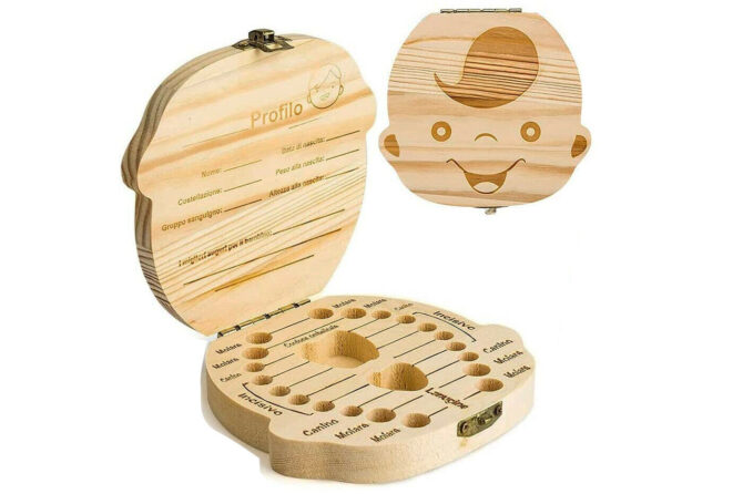 Porta dentini cofanetto in legno scatola regalo ricordi bimbo dentini da latte