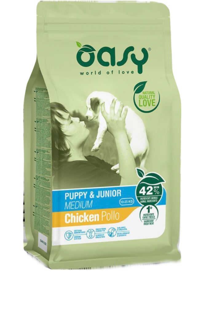 Oasy Alimento Secco per Cani Cuccioli e Giovani di Taglia Media 3Kg