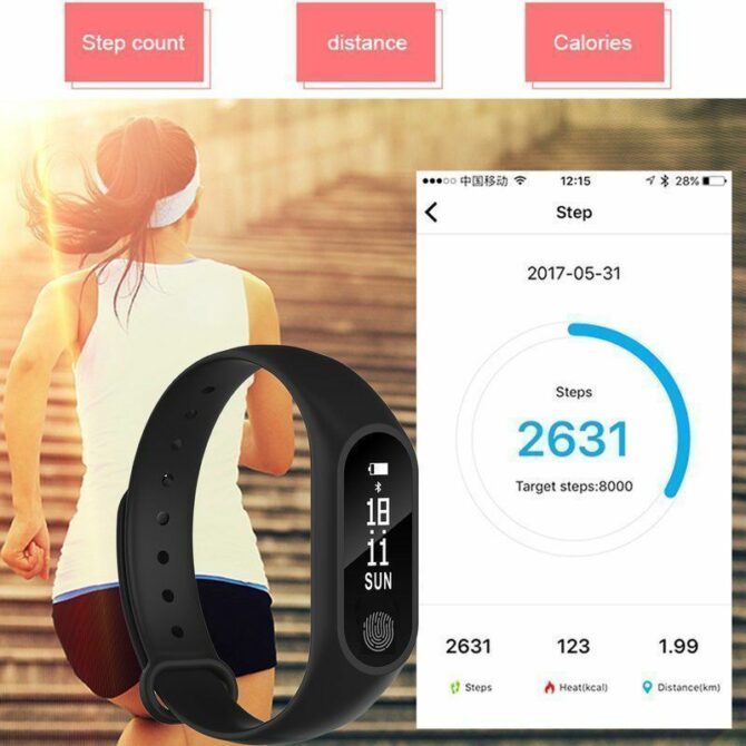 Orologio fitness smart bracelet tracker bluetooth frequenza cardiaca