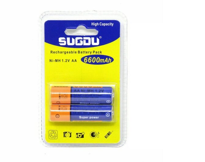 Batterie Pile Stilo AA Ricaricabili 6600 mAh NI-MH 1,2 V