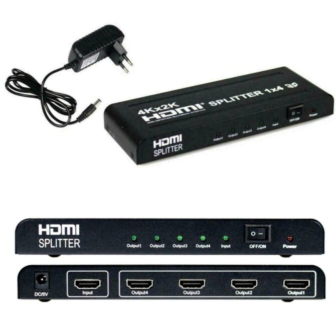 Sdoppiatore Splitter Hdmi 1.4 1080p 3d 1x4 4 Uscite Alta Risoluzione