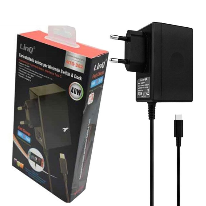 Alimentatore Caricabatteria Rapido per Nintendo Switch 40W 2.6A 15V