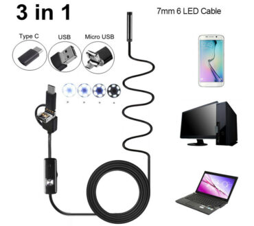 Endoscopio 3 in 1 USB/Type-C Boroscopio d'Ispezione