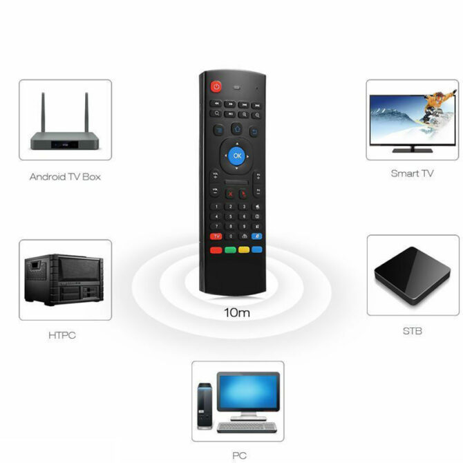 Telecomando Con Tastiera Wireless Air Mouse Movimento Android Box Pc Dongle Usb