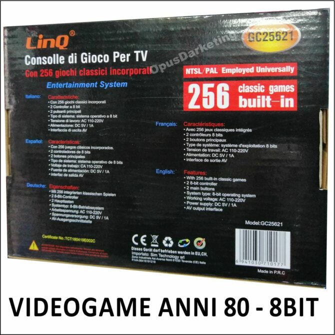 Console Di Gioco Retro Arcade Games 16 Bit 256 Giochi Joystick linq Gc25621