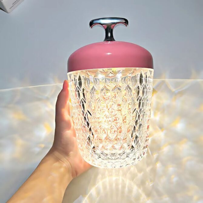 Luce notturna con diamanti in cristallo lampada da comodino per camera da letto portatile creativa