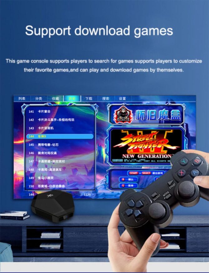 X6 console per videogiochi 2.4g doppio controller wireless game stick 4k hd display 64gb 15000 giochi retro super console per ps1gba