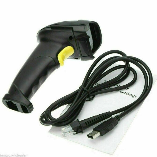 Lettore Codice Barre Barcode Scanner Pistola Laser Scanner Mac Windows Nero Con Filo