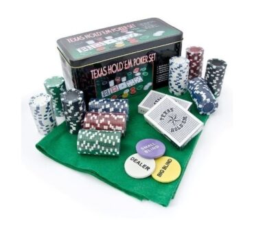 Set Cofanetto Poker Texas Holdem Fiches Chips Professionale Scatola Di Latta