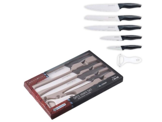 Set 5 coltelli cucina royalty line pane pela patate acciaio bianchi rl-c5wp