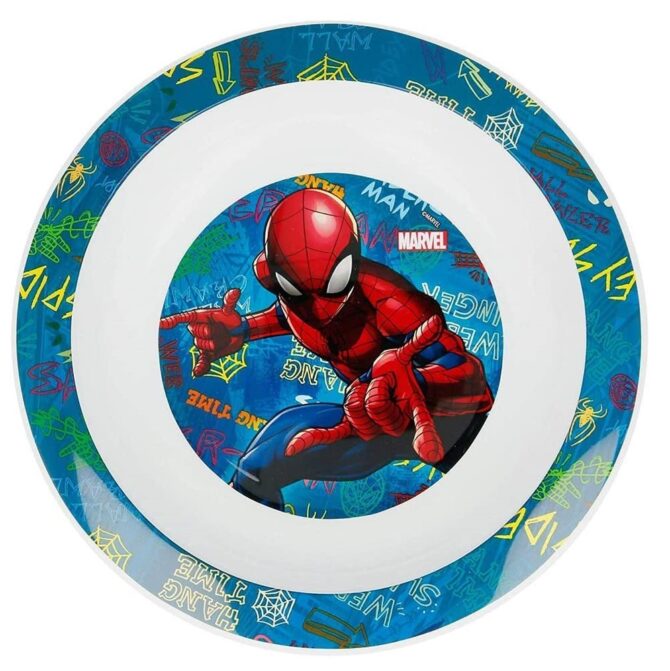 Set Pappa Spiderman Uomo Ragno Marvel 2 Piatti + Bicchiere Bambino