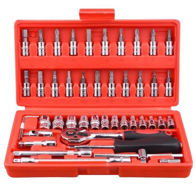 Socket set avvitatori chiavi a cricchetto esagonali punte giunti fai da te Srunv 46 pcs