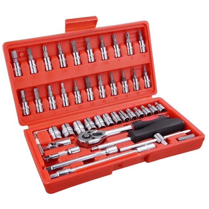 Socket set avvitatori chiavi a cricchetto esagonali punte giunti fai da te Srunv 46 pcs