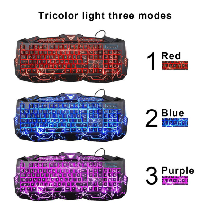 Tastiera Gaming M100 con Illuminazione a LED a 3 Colori e Layout QWERTY US