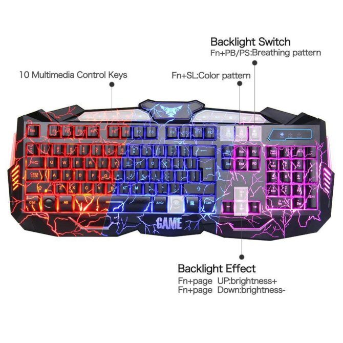 Tastiera Gaming M100 con Illuminazione a LED a 3 Colori e Layout QWERTY US