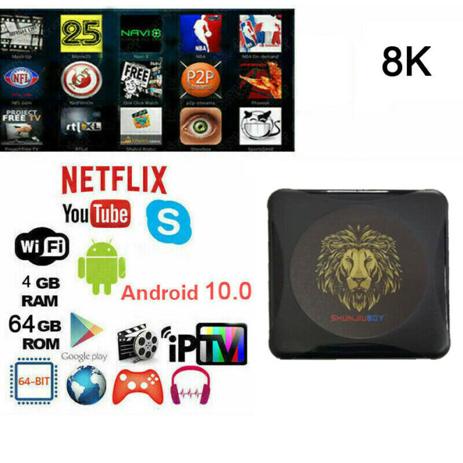 Tv Box Android 10.0 Iptv 4k Full Hd 1080p 4gb Ram 64gb Rom Smart Decoder Wifi R23