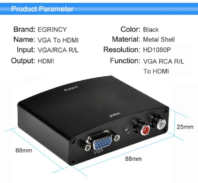 Convertitore HDMI con VGA Audio 1080p HD 3D