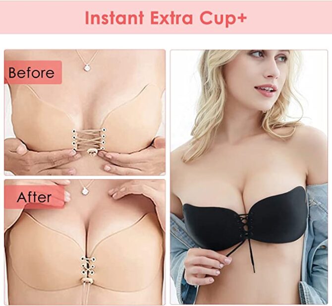 Reggiseno Invisibile Senza Spalline, Bra in Silicone Push Up