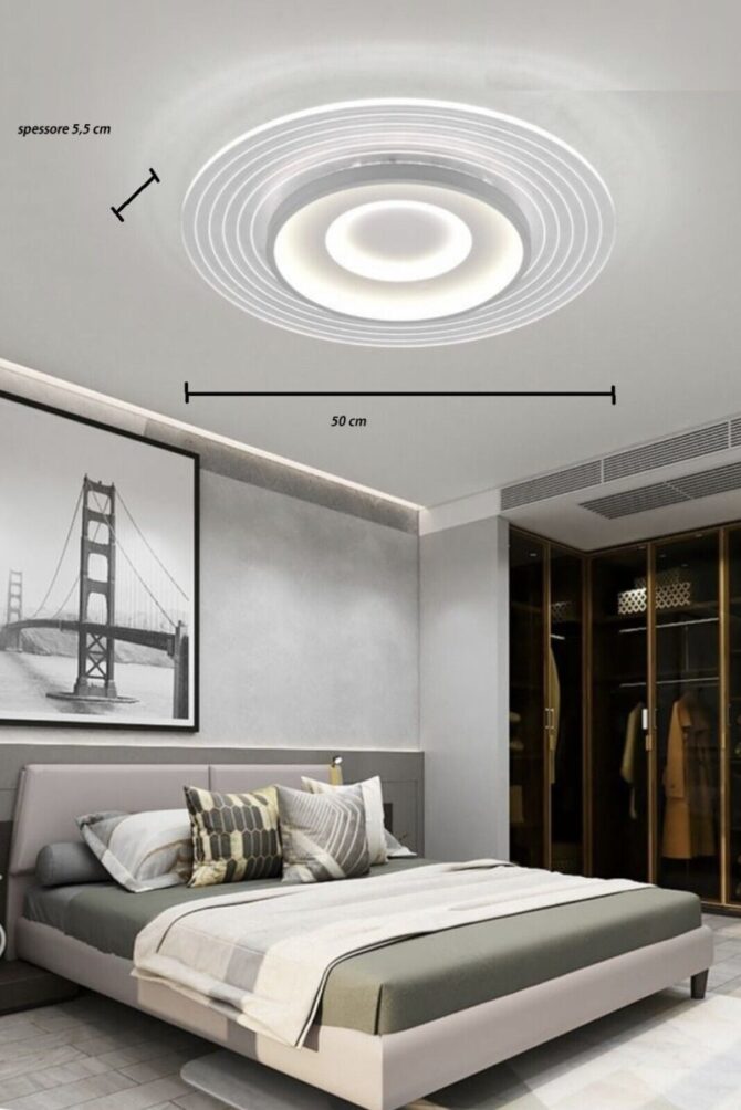 Plafoniera lampadario moderno con illuminazione led da soffitto 38w luce bianca